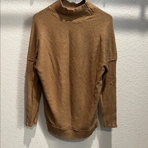 We The Free Brown Turtleneck Sweater with Knit Texture